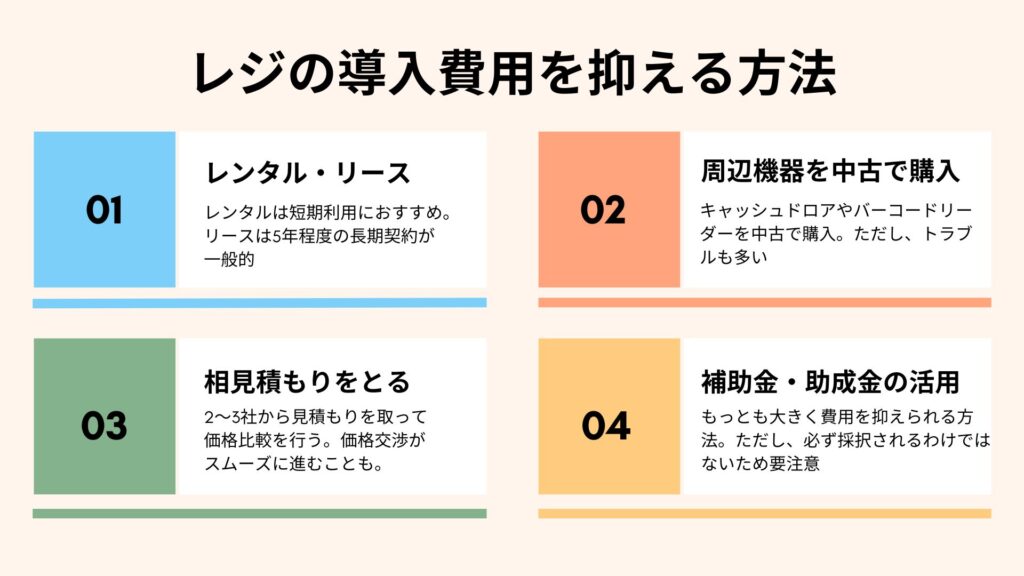 個人・小規模の飲食店向けレジの導入費用を抑える方法の説明